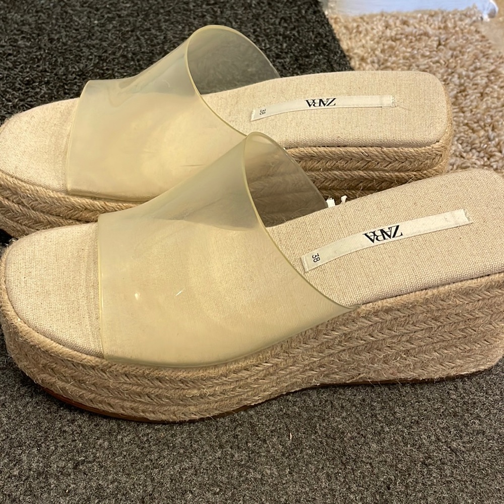 Zara chunky heel clear sandal